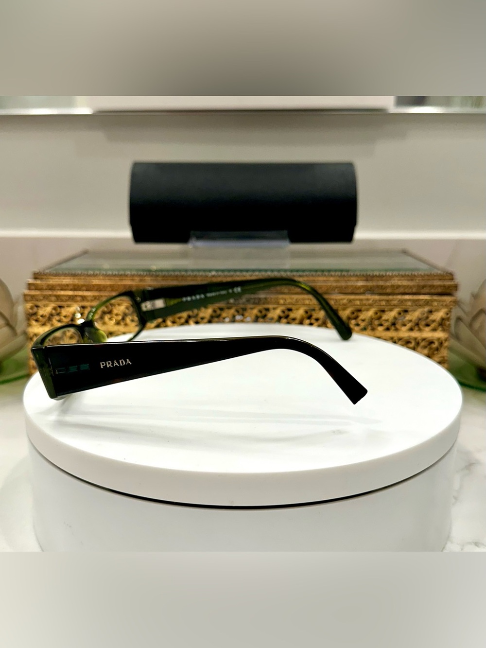 Prada Project Green Jeweled Rx Eyeglass Frames, 1 broken temple tip w/Prada Case - Picture 8 of 17